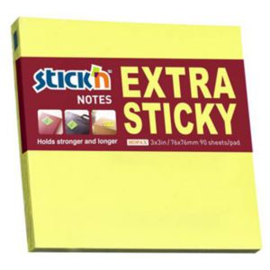 Karteczki samoprzylepne Stick'n Extra Sticky 76x76mm żółte, 100szt